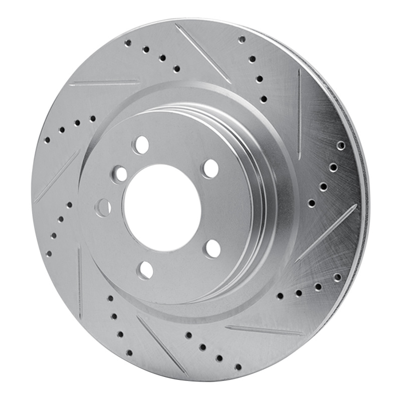 Land Rover Range Rover Brake Rotor (1) - Front Right - R1 Concepts - Drilled & Slotted - Silver - `06-`09